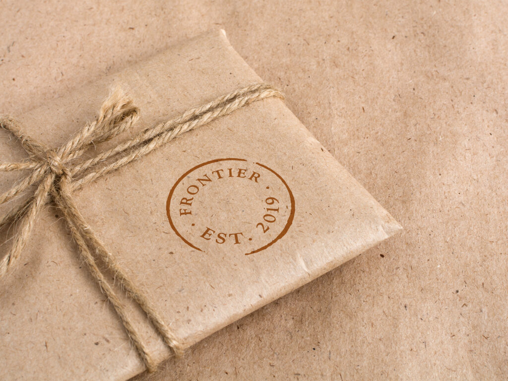 Example of how to use brand elements on client gift packaging